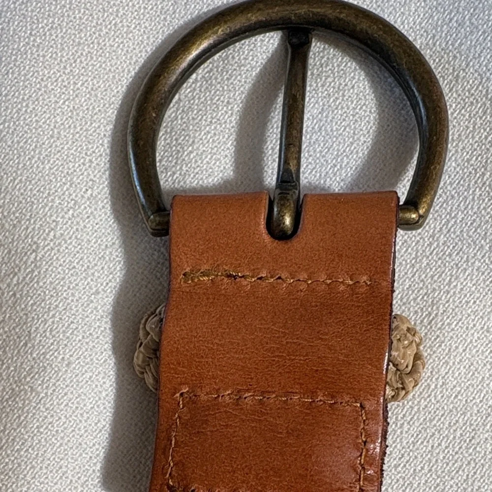 Braided Tan Belt with Brown Leather Accent